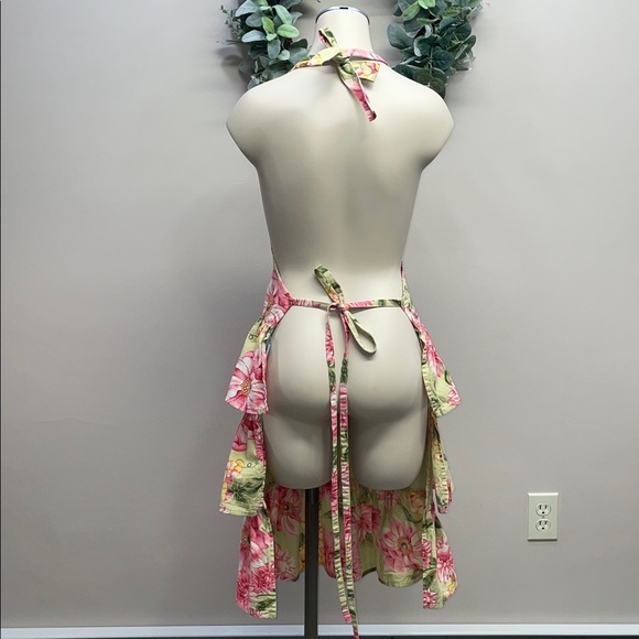 April Cornell 100% Cotton Garden Floral Ruffle Tiered Pocket Kitchen Apron - Picture 5 of 16
